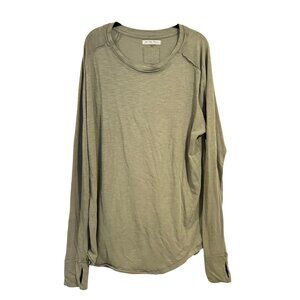 Free People‎ We the Free Arden Tee Olive Green Oversized Size M